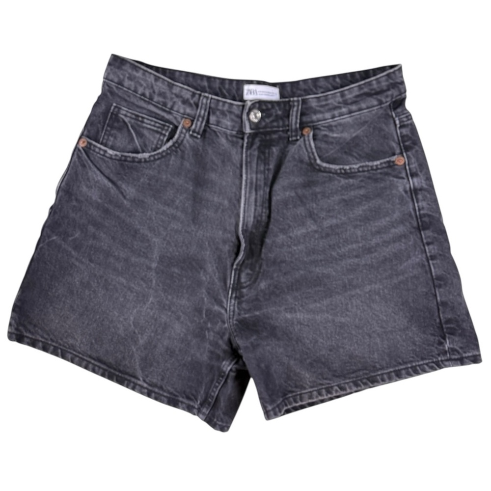 Zara Washed Black Denim Jean Shorts